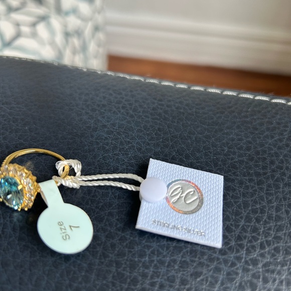 Beautiful sterling silver gold plated Blue crystal sterling silver, size 7 - Picture 8 of 8